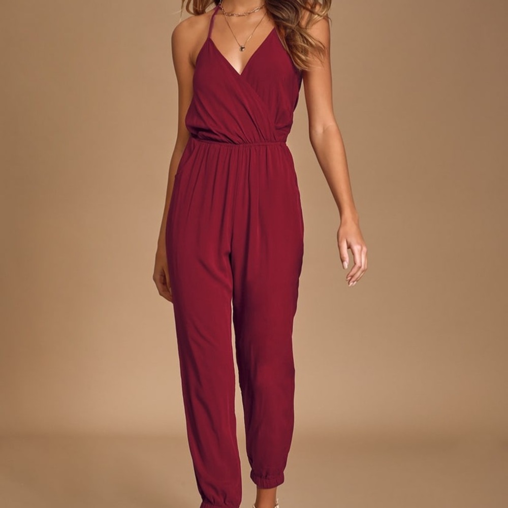 Maroon Halter Jumpsuit